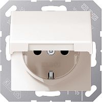 Розетка с заземлением без рамки Jung EcoProfi 1-м. крышка слоновая кость картинка